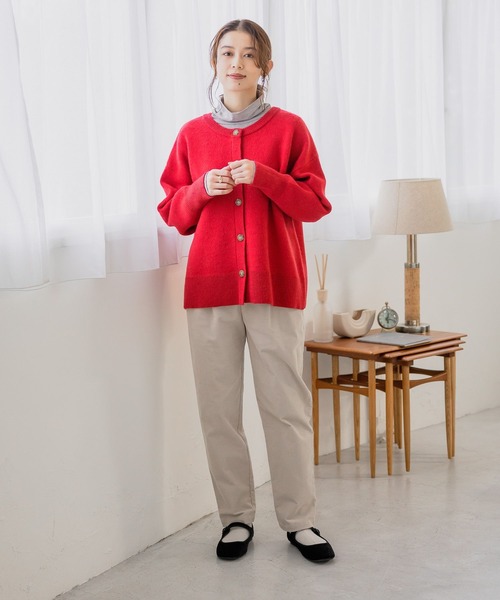 studio CLIP（スタディオクリップ）の「ドビーすっきりテーパードパンツ[プチサイズあり]（その他パンツ・レディース・ブラウン/オフホワイト/ライトグレー/ネイビー・PF/LARGE/XXX-LARGE/MEDIUM/X-LARGE/XX-LARGE）」の5枚目の写真