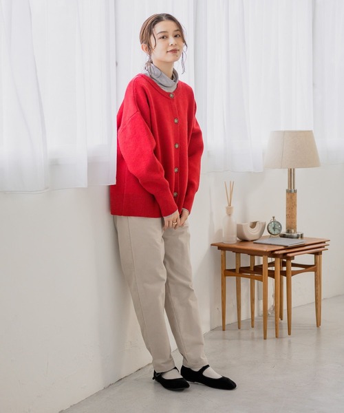 studio CLIP（スタディオクリップ）の「ドビーすっきりテーパードパンツ[プチサイズあり]（その他パンツ・レディース・ブラウン/オフホワイト/ライトグレー/ネイビー・PF/LARGE/XXX-LARGE/MEDIUM/X-LARGE/XX-LARGE）」の6枚目の写真