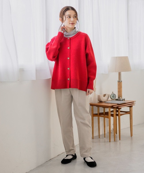 studio CLIP（スタディオクリップ）の「ドビーすっきりテーパードパンツ[プチサイズあり]（その他パンツ・レディース・ブラウン/オフホワイト/ライトグレー/ネイビー・PF/LARGE/XXX-LARGE/MEDIUM/X-LARGE/XX-LARGE）」の7枚目の写真