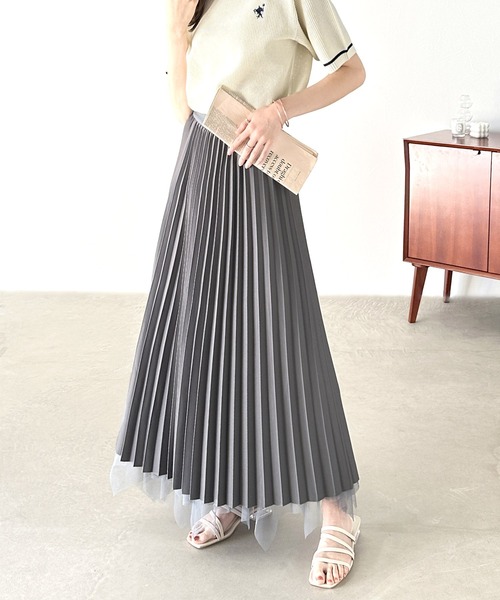 mily bilet（ミウィビレット）の「【mily bilet】ふんわり大人フェミニン。パール使いリバーシブル２wayチュールスカート（スカート・レディース・アイボリー/グレー/ブラック・MEDIUM/SMALL/X-LARGE/LARGE）」の15枚目の写真