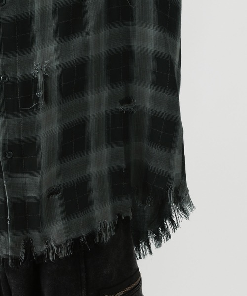 HARE（ハレ）の「【一部カラーSET UP対応】BIGダメージチェックシャツ(HARE)（シャツ/ブラウス・メンズ・ブルー/ブラック/ブラック系その他/グレー/ピンク/グレー系その他/ブルー系その他2/ブルー系その他・FREE/MEDIUM/SMALL）」の18枚目の写真