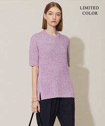 ICB（アイシービー）の「【WEB限定カラーあり・洗える】 ペーパーブレンドシャインニット 5分袖プルオーバー（ニット/セーター）」