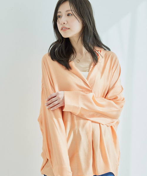 Jayro（ジャイロ）の「ドルマンスキッパーシャツ（シャツ/ブラウス・レディース・オレンジ/ホワイト系その他/チャコールグレー/ベージュ・M）」の6枚目の写真