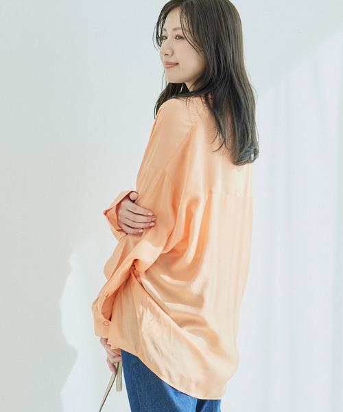 Jayro（ジャイロ）の「ドルマンスキッパーシャツ（シャツ/ブラウス・レディース・オレンジ/ホワイト系その他/チャコールグレー/ベージュ・M）」の7枚目の写真