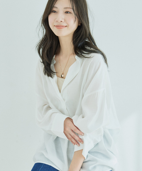 Jayro（ジャイロ）の「ドルマンスキッパーシャツ（シャツ/ブラウス・レディース・オレンジ/ホワイト系その他/チャコールグレー/ベージュ・M）」の9枚目の写真