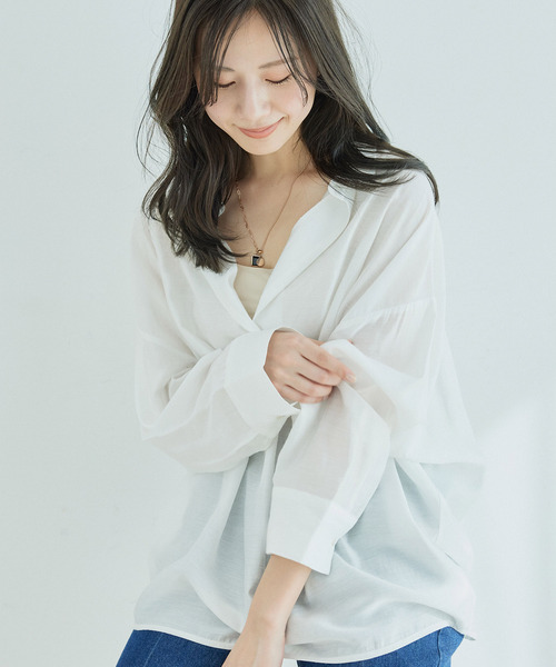 Jayro（ジャイロ）の「ドルマンスキッパーシャツ（シャツ/ブラウス・レディース・オレンジ/ホワイト系その他/チャコールグレー/ベージュ・M）」の11枚目の写真