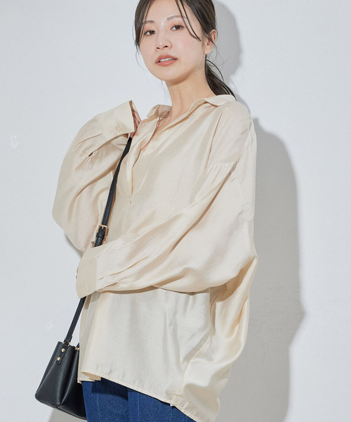 Jayro（ジャイロ）の「ドルマンスキッパーシャツ（シャツ/ブラウス・レディース・オレンジ/ホワイト系その他/チャコールグレー/ベージュ・M）」の16枚目の写真