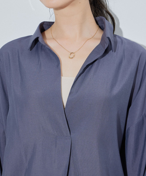 Jayro（ジャイロ）の「ドルマンスキッパーシャツ（シャツ/ブラウス・レディース・オレンジ/ホワイト系その他/チャコールグレー/ベージュ・M）」の21枚目の写真