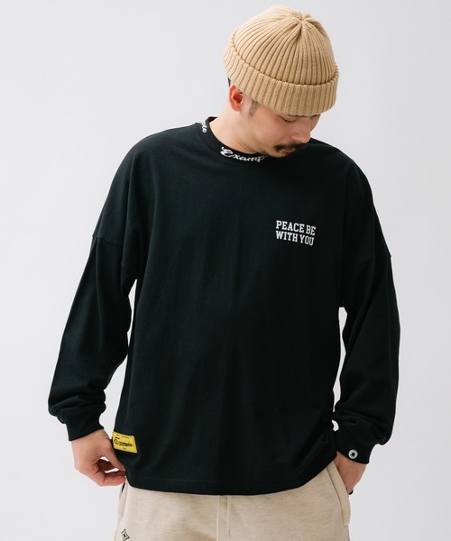 EXAMPLE(エグザンプル)の「EXAMPLE CURSIVE CIRCLE LOGO BIGCOLLAR L/S TEE(Tシャツ/カットソー・メンズ・アッシュ/ホワイト/ブラック・M/XL/XXL/L)」の3枚目の写真