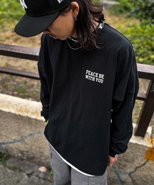 EXAMPLE(エグザンプル)の「EXAMPLE CURSIVE CIRCLE LOGO BIGCOLLAR L/S TEE(Tシャツ/カットソー・メンズ・アッシュ/ホワイト/ブラック・M/XL/XXL/L)」の4枚目の写真