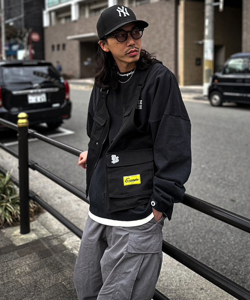 EXAMPLE(エグザンプル)の「EXAMPLE CURSIVE CIRCLE LOGO BIGCOLLAR L/S TEE(Tシャツ/カットソー・メンズ・アッシュ/ホワイト/ブラック・M/XL/XXL/L)」の5枚目の写真