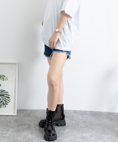 Miniministore（ミニミニストア）の「厚底 メッシュブーツサンダル レディース（ブーツ・レディース・オフホワイト/ブラック・24.5cm/24.0cm/23.5cm/23.0cm/22.5cm）」の11枚目の写真