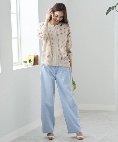 BELLUNA PLUS（ベルーナ）の「ヒンヤリ冷感ジーンズ・ワイドバギー股下６２ｃｍ（デニムパンツ・レディース・オフホワイト/ブルー系その他/インディゴブルー/ブラック/ライトブルー・X-LARGE/MEDIUM/SMALL/LARGE）」の20枚目の写真