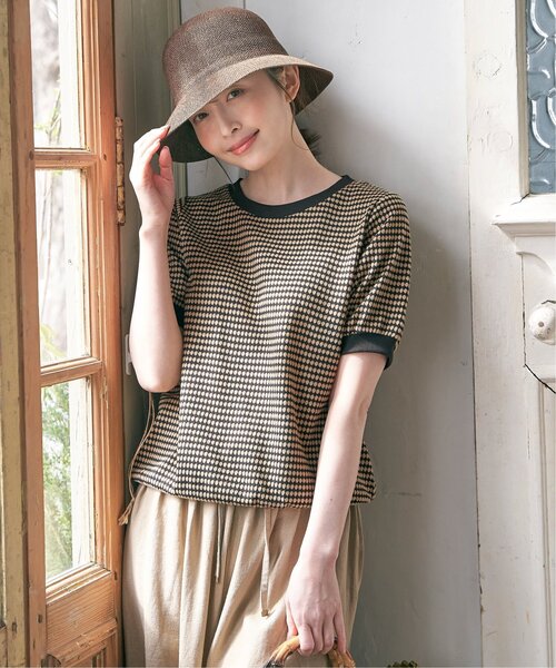 ikka(イッカ)の「【親子コーデ】ハニカム柄ジャガードカットソー(Tシャツ/カットソー・レディース・オレンジ/ベージュ/グリーン/キャメル/ブラック・M/L/S)」の12枚目の写真