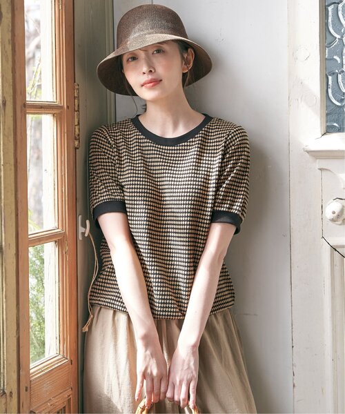 ikka(イッカ)の「【親子コーデ】ハニカム柄ジャガードカットソー(Tシャツ/カットソー・レディース・オレンジ/ベージュ/グリーン/キャメル/ブラック・M/L/S)」の14枚目の写真