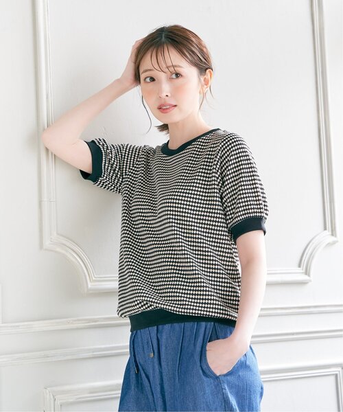 ikka(イッカ)の「【親子コーデ】ハニカム柄ジャガードカットソー(Tシャツ/カットソー・レディース・オレンジ/ベージュ/グリーン/キャメル/ブラック・M/L/S)」の20枚目の写真