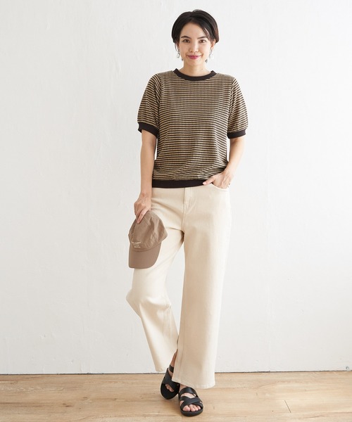 ikka(イッカ)の「【親子コーデ】ハニカム柄ジャガードカットソー(Tシャツ/カットソー・レディース・オレンジ/ベージュ/グリーン/キャメル/ブラック・M/L/S)」の10枚目の写真