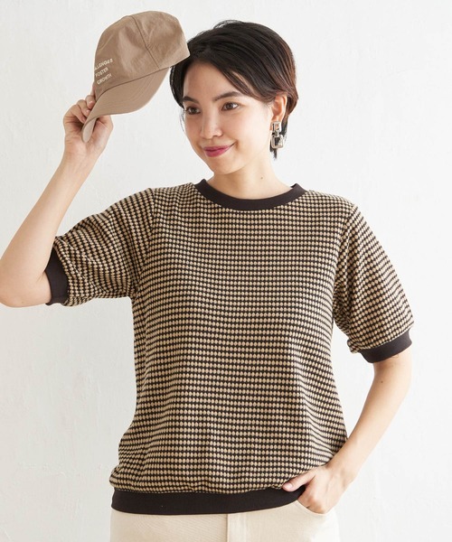 ikka(イッカ)の「【親子コーデ】ハニカム柄ジャガードカットソー(Tシャツ/カットソー・レディース・オレンジ/ベージュ/グリーン/キャメル/ブラック・M/L/S)」の9枚目の写真