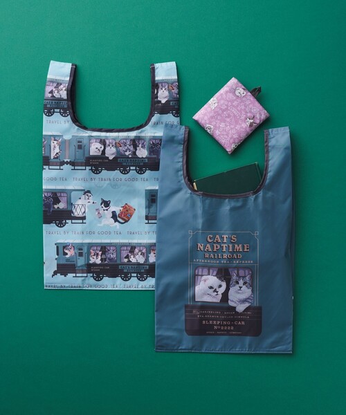 Afternoon Tea（アフタヌーンティー）の「【WEB限定】ポケッタブルショッピングバッグ/Cat's NapTime（エコバッグ/サブバッグ・レディース・グリーン・ONE SIZE）」の2枚目の写真