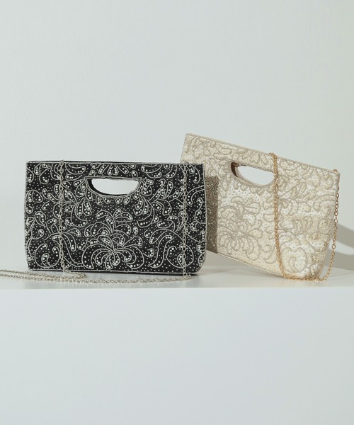 【セール】手縫い パール ビーズ刺繍 2WAY ハンド ショルダー パーティー バッグ 結婚式 お呼ばれ オケージョン（ハンドバッグ）｜kana（カナ） inoshishi-teacher.com