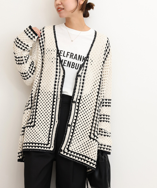 JOURNAL STANDARD relume(ジャーナルスタンダード レリューム)の「《追加5》クロシェラインVネックカーディガン(カーディガン/ボレロ・レディース・ベージュ・FREE)」の5枚目の写真