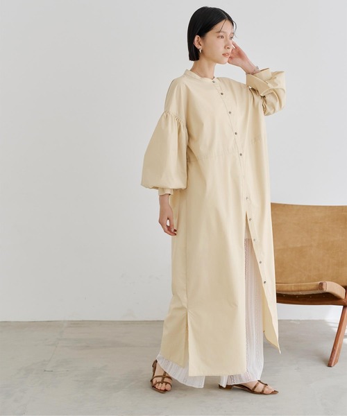 titivate（ティティベイト）の「2wayボリュームパフスリーブシャツワンピース（シャツワンピース・レディース・ブラック/オフホワイト/ライトベージュ・S/M）」の11枚目の写真