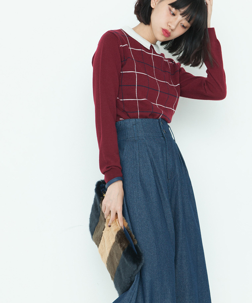 WEGO（ウィゴー）の「WEGO/パッチワークファークラッチバッグ（クラッチバッグ・レディース・ネイビー/ブラウン・FREE）」の2枚目の写真