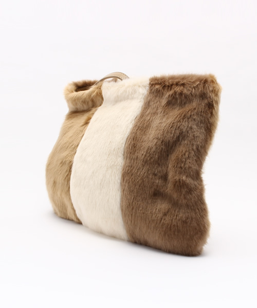 WEGO（ウィゴー）の「WEGO/パッチワークファークラッチバッグ（クラッチバッグ・レディース・ネイビー/ブラウン・FREE）」の8枚目の写真