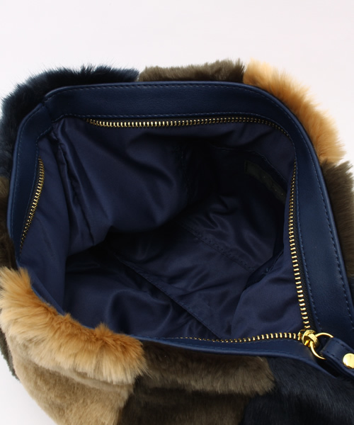 WEGO（ウィゴー）の「WEGO/パッチワークファークラッチバッグ（クラッチバッグ・レディース・ネイビー/ブラウン・FREE）」の6枚目の写真