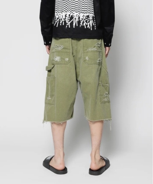F-LAGSTUF-F(フラグスタフ)の「F-LAGSTUF-F/フラグスタフ/BORO DUCK SHORTS(デニムパンツ・メンズ・ブラック/モスグリーン・L/M)」の6枚目の写真
