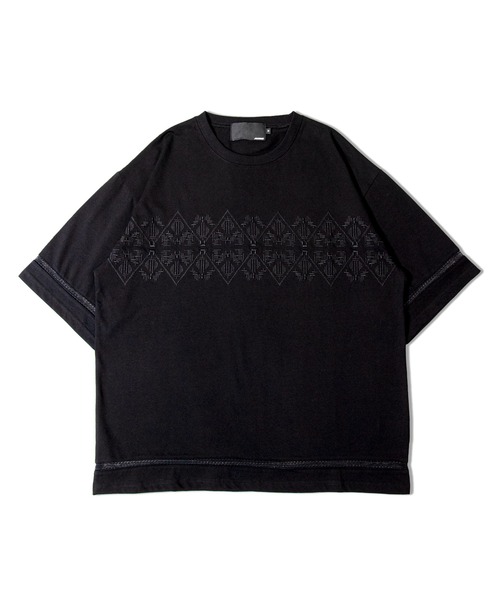 JACKROSE（ジャックローズ）の「JE-刺繍 RACE TAPE TEE（Tシャツ/カットソー・メンズ・ホワイト/ブラック・L/M）」の2枚目の写真