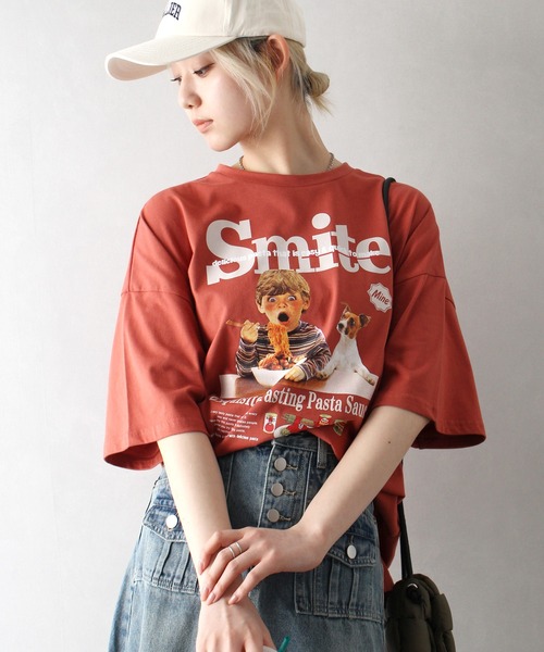 SpRay(スプレイ)の「パスタキッズBIG Tシャツ(Tシャツ/カットソー・レディース・オートミール/スミクロ/レッド/アイボリー/オフホワイト・FREE)」の1枚目の写真