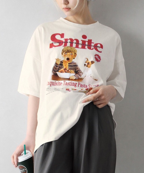SpRay(スプレイ)の「パスタキッズBIG Tシャツ(Tシャツ/カットソー・レディース・オートミール/スミクロ/レッド/アイボリー/オフホワイト・FREE)」の3枚目の写真