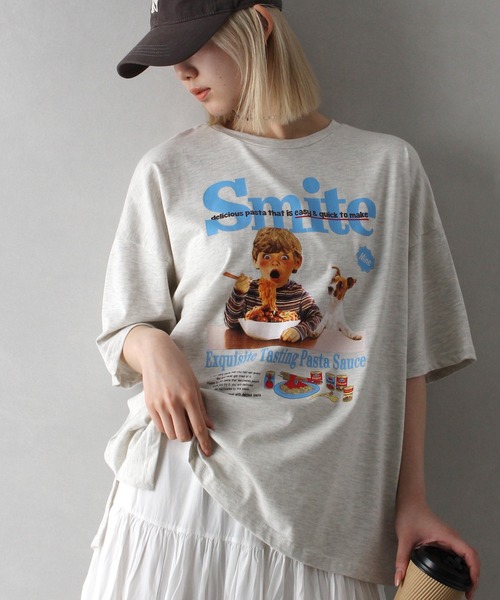 SpRay(スプレイ)の「パスタキッズBIG Tシャツ(Tシャツ/カットソー・レディース・オートミール/スミクロ/レッド/アイボリー/オフホワイト・FREE)」の21枚目の写真
