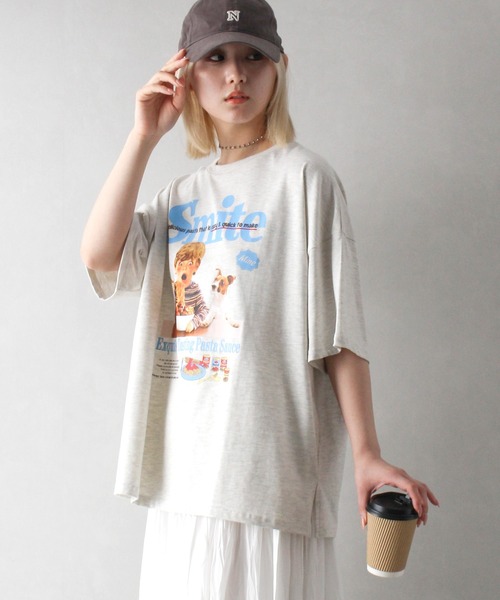 SpRay(スプレイ)の「パスタキッズBIG Tシャツ(Tシャツ/カットソー・レディース・オートミール/スミクロ/レッド/アイボリー/オフホワイト・FREE)」の22枚目の写真