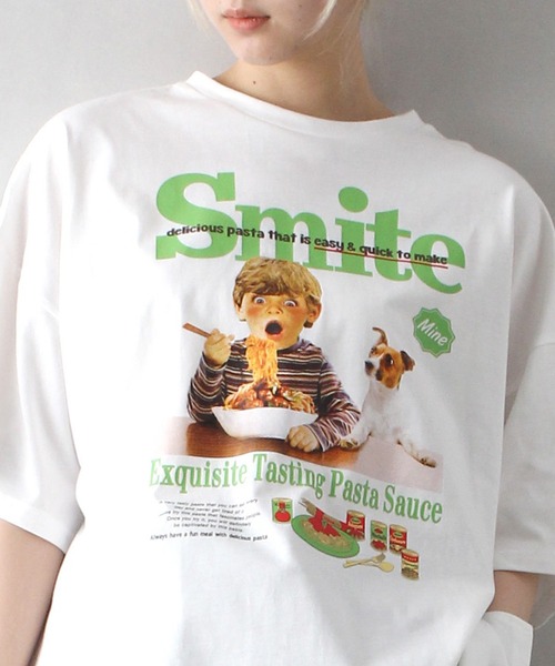 SpRay(スプレイ)の「パスタキッズBIG Tシャツ(Tシャツ/カットソー・レディース・オートミール/スミクロ/レッド/アイボリー/オフホワイト・FREE)」の14枚目の写真