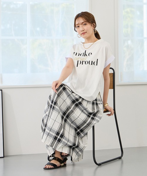 NICOLE white（ニコルホワイト）の「リバーシブルギャザースカート／表：チェック柄・裏：ストライプ柄（スカート・レディース・ブラック/カーキ系/ベージュ/ブラック系/グリーン・FREE）」の14枚目の写真