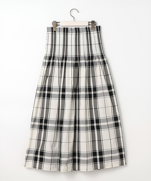 NICOLE white（ニコルホワイト）の「リバーシブルギャザースカート／表：チェック柄・裏：ストライプ柄（スカート・レディース・ブラック/カーキ系/ベージュ/ブラック系/グリーン・FREE）」の22枚目の写真
