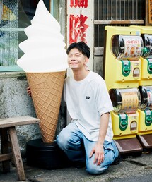 FREAK'S STORE（フリークスストア）の「Kurt Wu/カート ウー 割れハート 刺繍ロゴ クルーネック ラグランスリーブTEE/半袖Tシャツ/リラックスフィット（Tシャツ/カットソー・メンズ）」