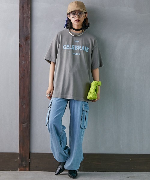 GEVS.(ジェイヴィス)の「<大きいサイズ> ピグメント染ロゴプリントTシャツ GEVS.(Tシャツ/カットソー・レディース・チャコール/カーキ/ピンク・5L/4L/3L/LL/L)」の15枚目の写真