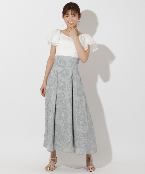 ニット セーター ティアードフリルリブプルオーバー レディース AND COUTURE（アンドクチュール）の「ティアードフリルリブプル