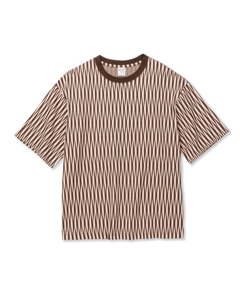 CALEE(キャリー)の「DIAMOND JACQUARD DROP SHOULDER CS(Tシャツ/カットソー・メンズ・ネイビー/ブラウン・MEDIUM/LARGE/X-LARGE)」の2枚目の写真