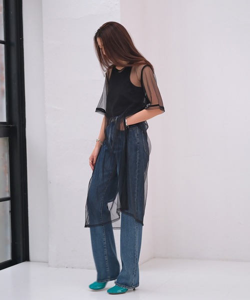 AKTE（アクテ）の「チュールロングブラウス（シャツ/ブラウス・レディース・ブラック/イエロー・FREE）」の3枚目の写真