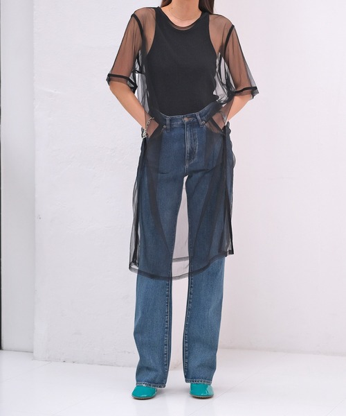 AKTE（アクテ）の「チュールロングブラウス（シャツ/ブラウス・レディース・ブラック/イエロー・FREE）」の4枚目の写真