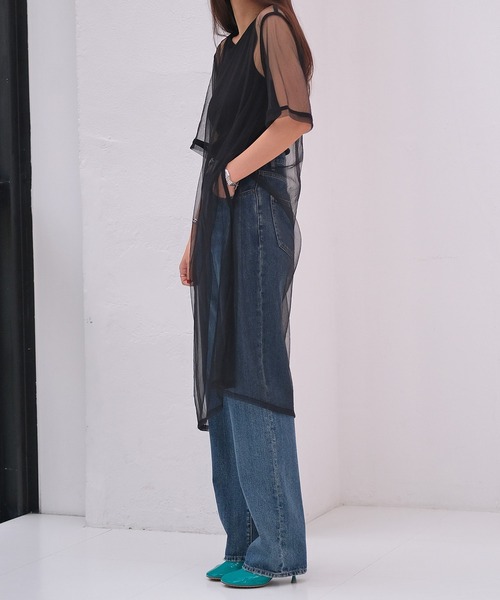 AKTE（アクテ）の「チュールロングブラウス（シャツ/ブラウス・レディース・ブラック/イエロー・FREE）」の5枚目の写真