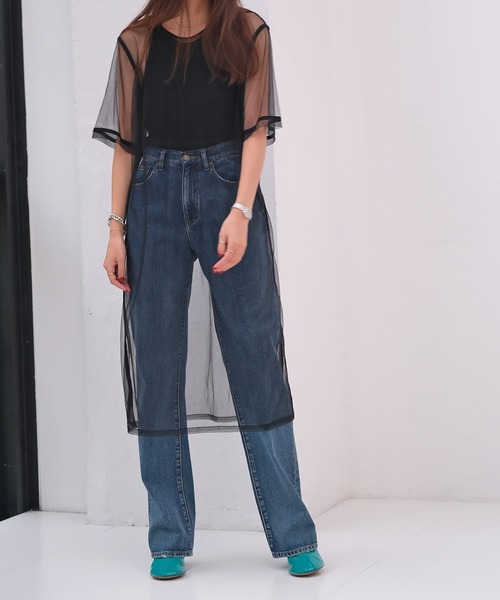 AKTE（アクテ）の「チュールロングブラウス（シャツ/ブラウス・レディース・ブラック/イエロー・FREE）」の6枚目の写真