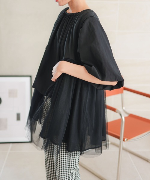 KOBE LETTUCE（コウベレタス）の「ガーゼチュールジレ（ベスト・レディース・グレイッシュベージュ/ブラウン系/ブラック・M）」の4枚目の写真