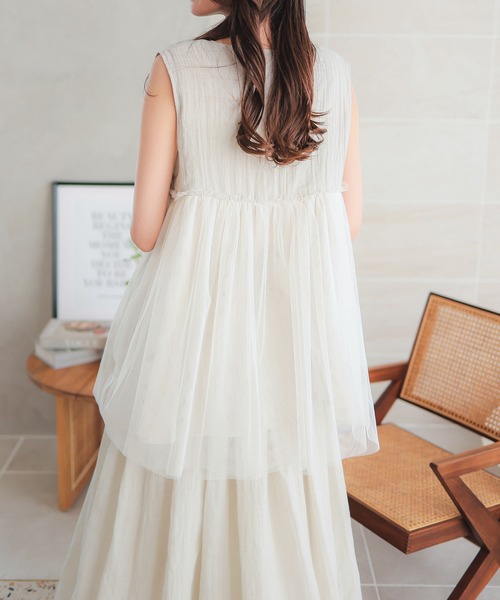 KOBE LETTUCE（コウベレタス）の「ガーゼチュールジレ（ベスト・レディース・グレイッシュベージュ/ブラウン系/ブラック・M）」の7枚目の写真