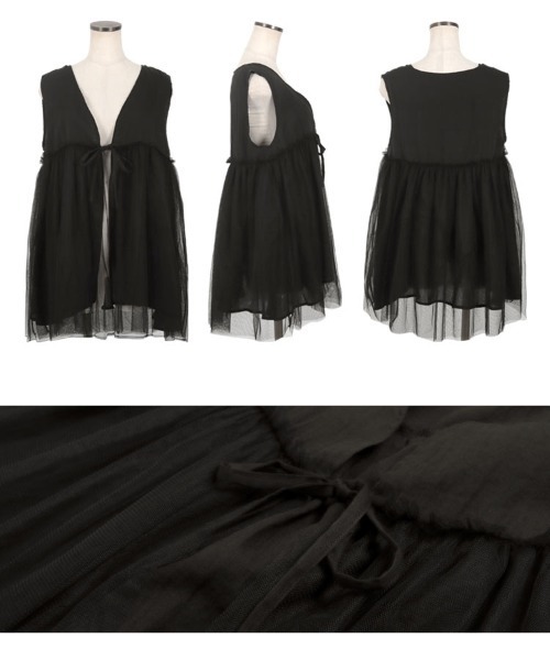 KOBE LETTUCE（コウベレタス）の「ガーゼチュールジレ（ベスト・レディース・グレイッシュベージュ/ブラウン系/ブラック・M）」の8枚目の写真