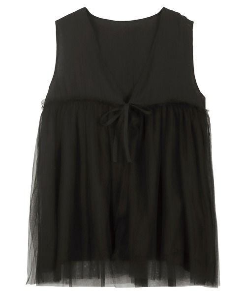 KOBE LETTUCE（コウベレタス）の「ガーゼチュールジレ（ベスト・レディース・グレイッシュベージュ/ブラウン系/ブラック・M）」の10枚目の写真